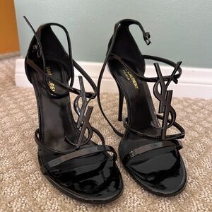 YSL Black Strappy Shoes size 39